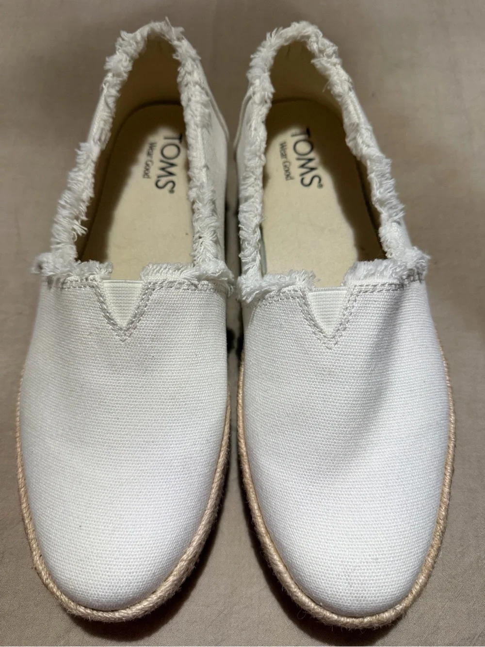TOMS White Canvas Valencia Espadrille Slip-On Platforms